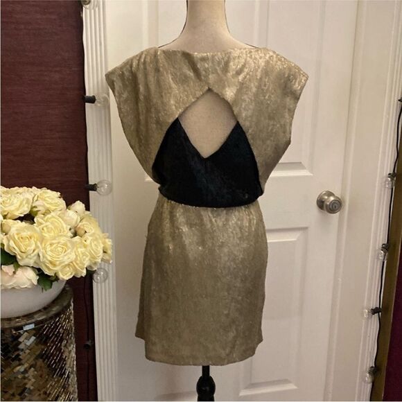 NWT Rebecca Minkoff Elegant Gold/ black Sequin Dress, US4 - Picture 5 of 9